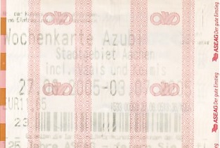 Communication of the city: Aachen (Niemcy) - ticket abverse
