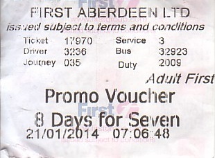 Communication of the city: Aberdeen (Wielka Brytania) - ticket abverse. 