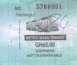 Communication of the city: Accra (Ghana) - ticket abverse. 