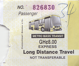 Communication of the city: Accra (Ghana) - ticket abverse