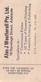Communication of the city: Adelaide (Australia) - ticket reverse