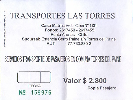 Communication of the city: Amarga (Chile) - ticket abverse