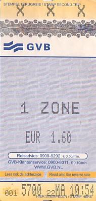 Communication of the city: Amsterdam (Holandia) - ticket abverse. 