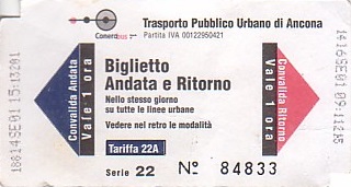 Communication of the city: Ancona (Włochy) - ticket abverse. 
