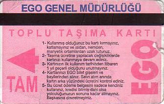 Communication of the city: Ankara (Turcja) - ticket abverse. 