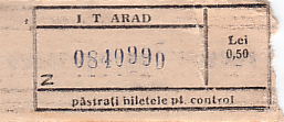 Communication of the city: Arad (Rumunia) - ticket abverse