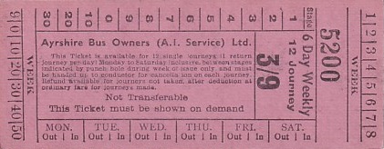 Communication of the city: Ardrossan (Wielka Brytania) - ticket abverse. 