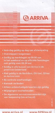 Communication of the city: Arnhem (Holandia) - ticket reverse