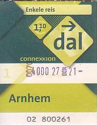 Communication of the city: Arnhem (Holandia) - ticket abverse