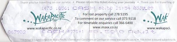 Communication of the city: Auckland (Nowa Zelandia) - ticket abverse. bilet na linię turystyczną, obsługiwaną przez MAXX