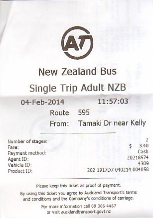 Communication of the city: Auckland (Nowa Zelandia) - ticket abverse