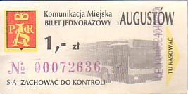Communication of the city: Augustów (Polska) - ticket abverse. <IMG SRC=img_upload/_0ekstrymiana2.png>