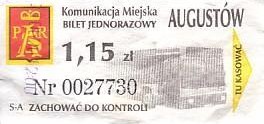 Communication of the city: Augustów (Polska) - ticket abverse