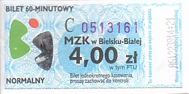 Communication of the city: Bielsko-Biała (Polska) - ticket abverse. <IMG SRC=img_upload/_0wymiana2.png>