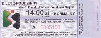 Communication of the city: Bielsko-Biała (Polska) - ticket abverse. 