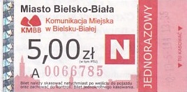 Communication of the city: Bielsko-Biała (Polska) - ticket abverse. <IMG SRC=img_upload/_0blad.png alt="błąd"> wyjątkowo 
ciemno czerowny egzemplarz<IMG SRC=img_upload/_0wymiana2.png>