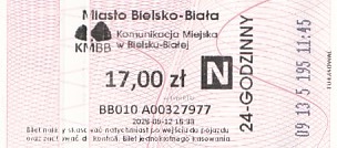 Communication of the city: Bielsko-Biała (Polska) - ticket abverse. 