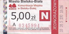 Communication of the city: Bielsko-Biała (Polska) - ticket abverse. <IMG SRC=img_upload/_0blad.png alt="błąd"> wyjątkowo
krzywo przycięty bilet,
litery dotykają górnej krawędzi,
jasno czerwony egzemplarz