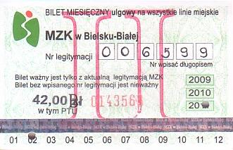 Communication of the city: Bielsko-Biała (Polska) - ticket abverse. 