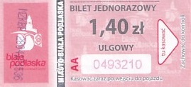 Communication of the city: Biała Podlaska (Polska) - ticket abverse