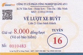 Communication of the city: Bắc Ninh (Wietnam) - ticket abverse. 