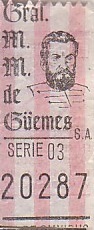 Communication of the city: Bahía Blanca (Argentyna) - ticket abverse. 