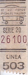 Communication of the city: Bahía Blanca (Argentyna) - ticket abverse. 