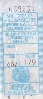 Communication of the city: Banderilla (Meksyk) - ticket abverse. 