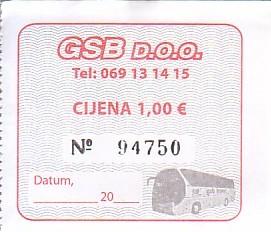 Communication of the city: Bar (Czarnogóra) - ticket abverse