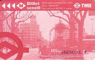 Communication of the city: Barcelona (Hiszpania) - ticket abverse. 