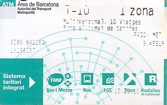 Communication of the city: Barcelona (Hiszpania) - ticket abverse. hologram na rewersie