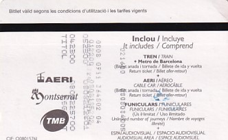 Communication of the city: Barcelona (Hiszpania) - ticket reverse