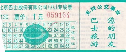 Communication of the city: Běijīng [北京] (Chiny) - ticket abverse. 