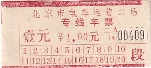 Communication of the city: Běijīng [北京] (Chiny) - ticket abverse. bilet na minibusa
