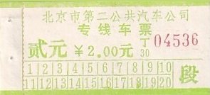 Communication of the city: Běijīng [北京] (Chiny) - ticket abverse. bilet na minibusa