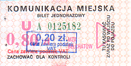 Communication of the city: Bełchatów (Polska) - ticket abverse. <IMG SRC=img_upload/_przebitka.png alt="przebitka">