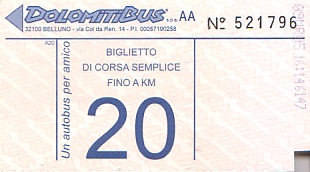 Communication of the city: Belluno (Włochy) - ticket abverse. 