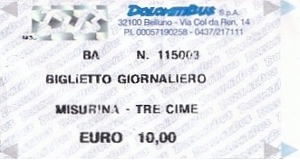 Communication of the city: Belluno (Włochy) - ticket abverse. 