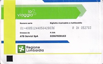 Communication of the city: Bergamo (Włochy) - ticket abverse. <IMG SRC=img_upload/_chip2.png alt="tekturowa karta elektroniczna">