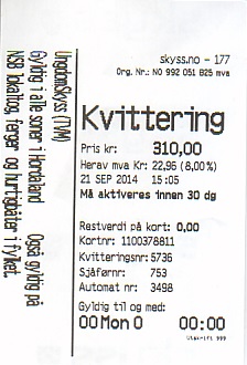Communication of the city: Bergen (Norwegia) - ticket abverse. 