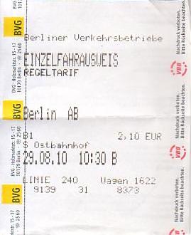 Communication of the city: Berlin (Niemcy) - ticket abverse. <IMG SRC=img_upload/_0wymiana2.png>