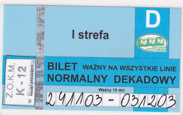 Communication of the city: Białystok (Polska) - ticket abverse. 