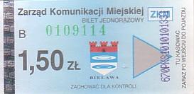 Communication of the city: Bielawa (Polska) - ticket abverse. 