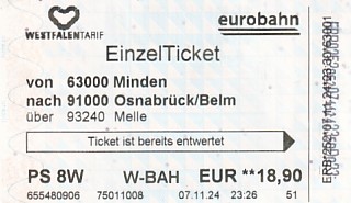 Communication of the city: Bielefeld (Niemcy) - ticket abverse. 