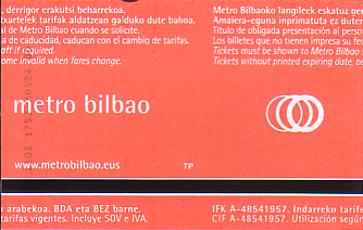 Communication of the city: Bilbao (Hiszpania) - ticket reverse