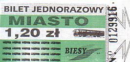 Communication of the city: Blachownia (Polska) - ticket abverse. 