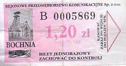 Communication of the city: Bochnia (Polska) - ticket abverse. <IMG SRC=img_upload/_0wymiana1.png>