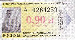 Communication of the city: Bochnia (Polska) - ticket abverse. <IMG SRC=img_upload/_0ekstrymiana2.png>