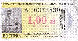 Communication of the city: Bochnia (Polska) - ticket abverse. <IMG SRC=img_upload/_0wymiana2.png>