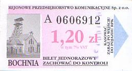 Communication of the city: Bochnia (Polska) - ticket abverse. <IMG SRC=img_upload/_0blad.png alt="błąd">: krzywo nałożone zdjęcie